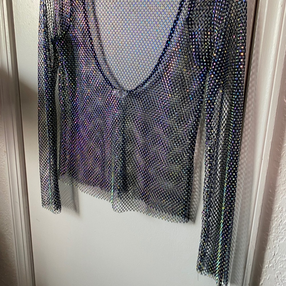 Intimately Free People Rhinestone Fishnet Open Back Festival Rave Layering - Picture 2 of 9